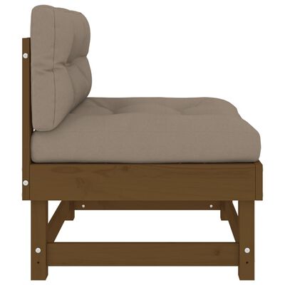 vidaXL Middle Sofa with Cushions Honey Brown Solid Wood Pine