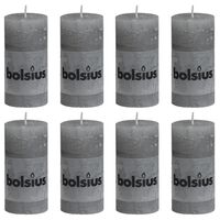 Bolsius Rustic Pillar Candles 8 pcs 100x50 mm Light Grey