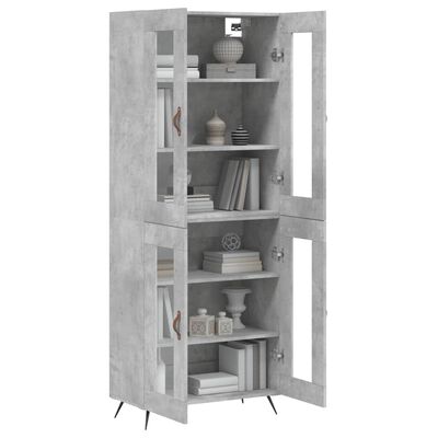 vidaXL Highboard Concrete Grey 69.5x34x180 cm Engineered Wood