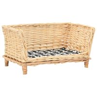 vidaXL Dog Basket with Cushion 50x33x30 cm Natural Willow