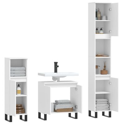 vidaXL 3 Piece Bathroom Furniture Set White Engineered Wood