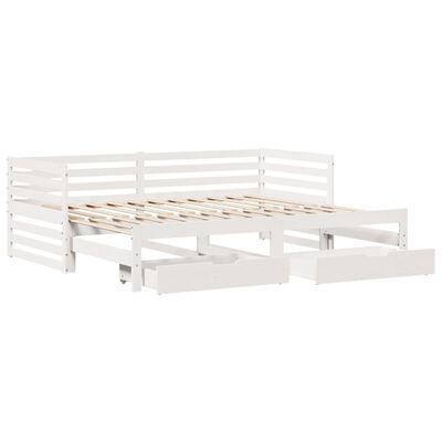 vidaXL Daybed with Drawers without Mattress White 90x200 cm Solid Wood