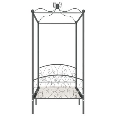 vidaXL Canopy Bed Frame without Mattress Grey Metal 90x200 cm