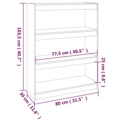 vidaXL Book Cabinet/Room Divider 80x30x103.5 cm Solid Wood Pine