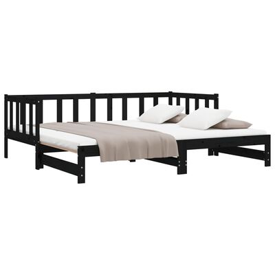 vidaXL Pull-out Day Bed without Mattress Black 2x(80x200) cm