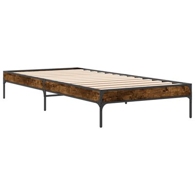 vidaXL Bed Frame without Mattress Smoked Oak 75x190 cm Small Single