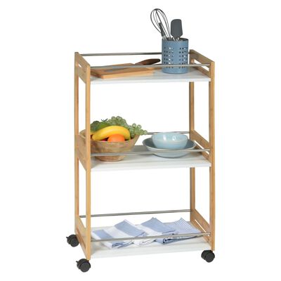 Excellent Houseware Kitchen Trolley with 3 Shelves Bamboo