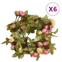 vidaXL Artificial Flower Garlands 6 pcs Pink 215 cm