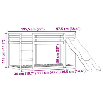 vidaXL Bunk Bed without Mattress with Slide White and Black 90x190 cm Single