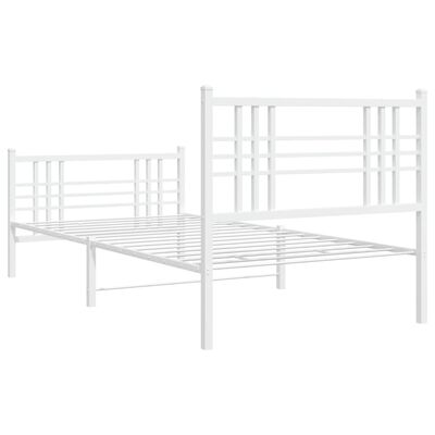 vidaXL Metal Bed Frame without Mattress with Footboard White 100x190 cm