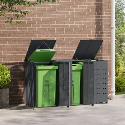 vidaXL Wheelie Bin Storage for 3 Bins Anthracite 207x79x117 cm Steel