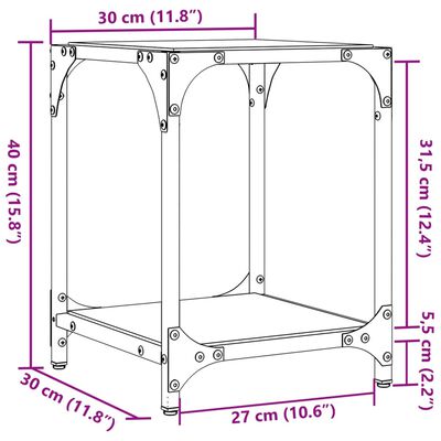 vidaXL Coffee Tables with Transparent Glass Top 2 pcs 30x30x40 cm Steel