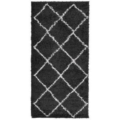 vidaXL Shaggy Rug PAMPLONA High Pile Modern Black and Cream 100x200 cm