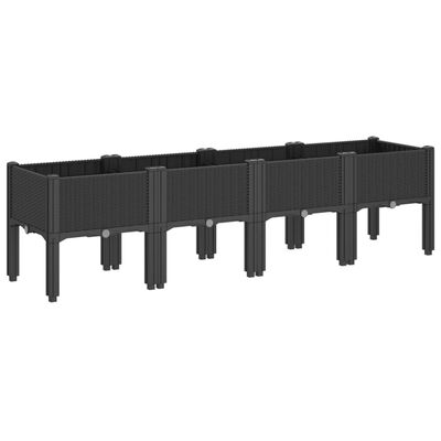 vidaXL Garden Planter with Legs Black 160x40x42 cm PP