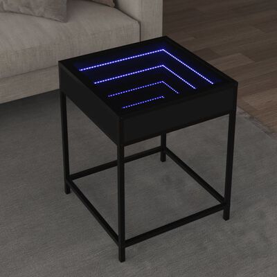 vidaXL Coffee Table with Infinity LED Black 40x40x51 cm