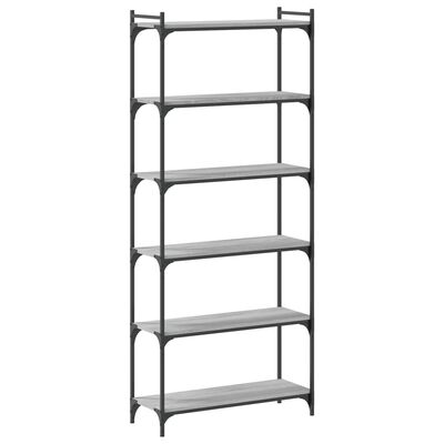 vidaXL Bookcase 6-Tier Grey Sonoma 80x30x188 cm Engineered Wood