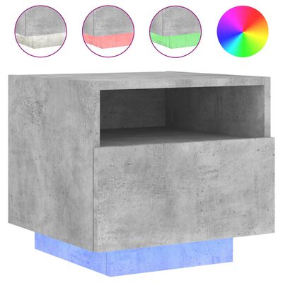 vidaXL Bedside Cabinets with LED Lights 2 pcs Concrete Grey 40x39x37 cm