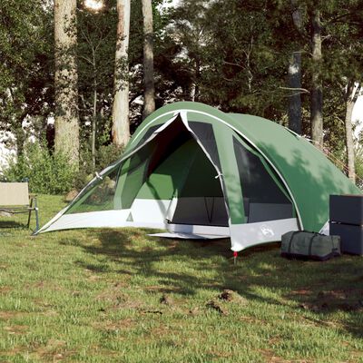 vidaXL Camping Tent Cabin 4-Person Green Waterproof