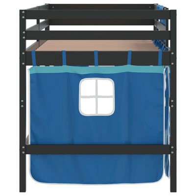 vidaXL Kids' Loft Bed with Curtains without Mattress Blue 80x200 cm