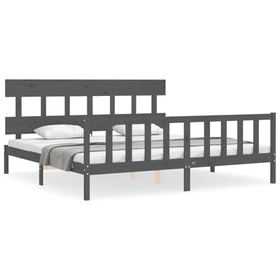 vidaXL Bed Frame without Mattress Grey 200x200 cm Solid Wood Pine