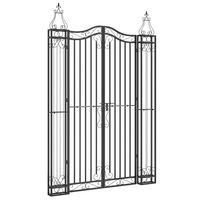 vidaXL Garden Gate Black 121x8x180 cm Wrought Iron