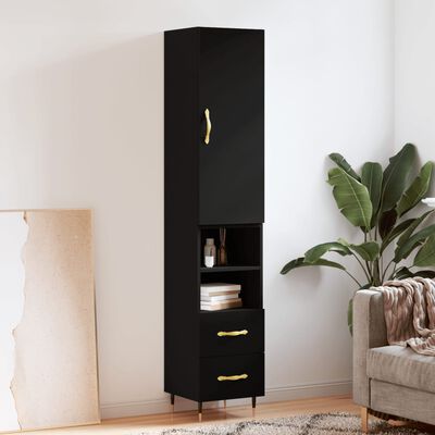 vidaXL Highboard Black 34.5x34x180 cm Engineered Wood