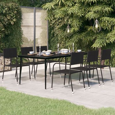 vidaXL Garden Dining Table Black 200x100x74 cm Steel and Glass