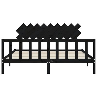 vidaXL Bed Frame without Mattress Black Super King Size Solid Wood Pine