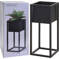 H&S Collection Flower Pot on Stand Metal Black 50cm