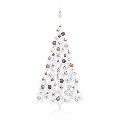 vidaXL Artificial Half Pre-lit Christmas Tree with Ball Set White 150 cm