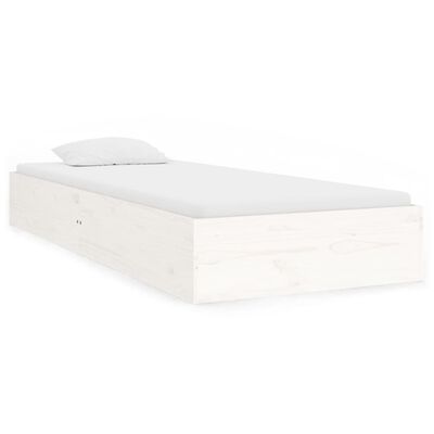 vidaXL Bed Frame without Mattress White Solid Wood 75x190 cm Small Single