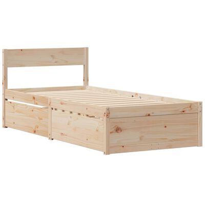 vidaXL Bed Frame without Mattress 75x190 cm Small Single Solid Wood Pine