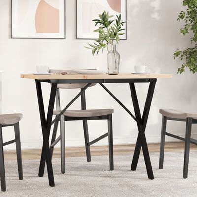 vidaXL Dining Table X-Frame 100x50x75.5 cm Solid Wood Pine and Cast Iron