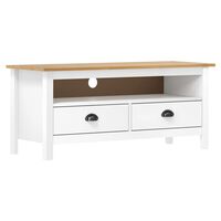 vidaXL TV Cabinet Hill White 110x40x47 cm Solid Pine Wood