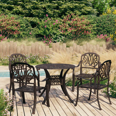 vidaXL 5 Piece Bistro Set Cast Aluminium Bronze