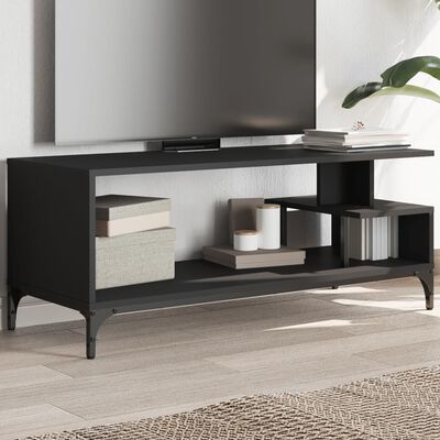 vidaXL TV Cabinet Black 102x40x41 cm Engineered Wood and Powder-coated Steel