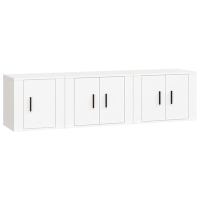 vidaXL 3 Piece TV Cabinet Set White Engineered Wood