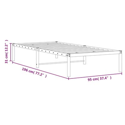 vidaXL Metal Bed Frame without Mattress Black 90x190 cm Single