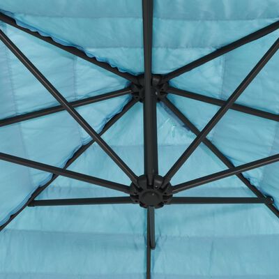 vidaXL Garden Parasol with Steel Pole Blue 388x388x248 cm