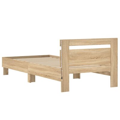 vidaXL Bed Frame without Mattress with LED Lights Sonoma Oak 90x200 cm