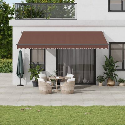 vidaXL Automatic Retractable Awning with LEDs Brown 500x300 cm