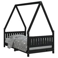 vidaXL Kids Bed Frame Black 80x160 cm Solid Wood Pine