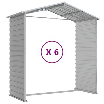 vidaXL Garden Shed Light Grey 191x555x198 cm Galvanised Steel