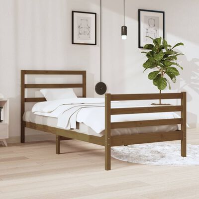 vidaXL Bed Frame without Mattress Honey Brown Solid Wood Pine 90x200 cm