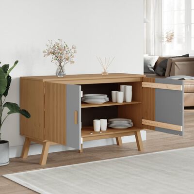 vidaXL Sideboard OLDEN Grey and Brown 114x43x73.5 cm Solid Wood Pine