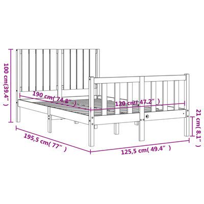 vidaXL Bed Frame without Mattress Small Double Solid Wood Pine