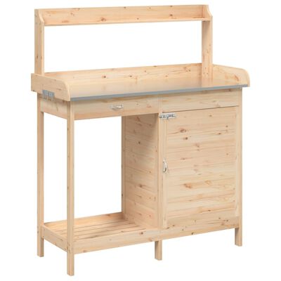 vidaXL Potting Table with Cabinet 110.5x45x124.5 cm Solid Wood Fir