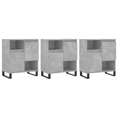 vidaXL Sideboards 3 pcs Concrete Grey Engineered Wood