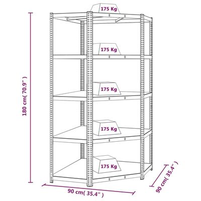 vidaXL 5-Layer Shelves 4 pcs Silver Steel&Engineered Wood