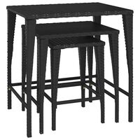 vidaXL Nesting Tables 3 pcs Black Poly Rattan